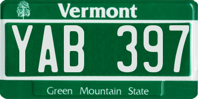 VT license plate YAB397