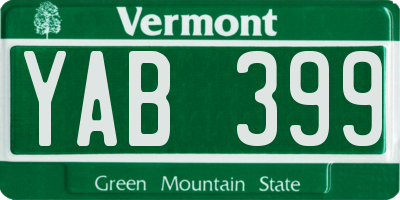 VT license plate YAB399