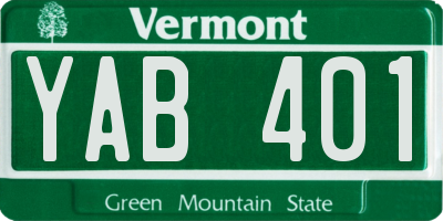 VT license plate YAB401