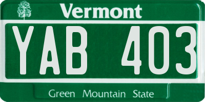 VT license plate YAB403