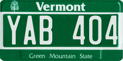 VT license plate YAB404