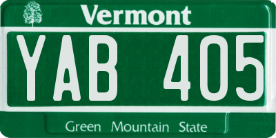 VT license plate YAB405
