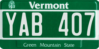 VT license plate YAB407