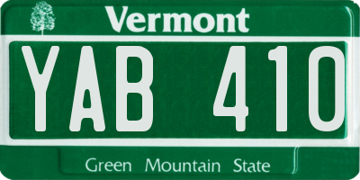 VT license plate YAB410