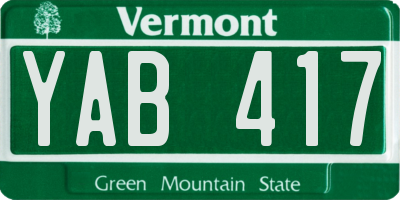 VT license plate YAB417