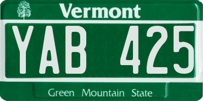 VT license plate YAB425