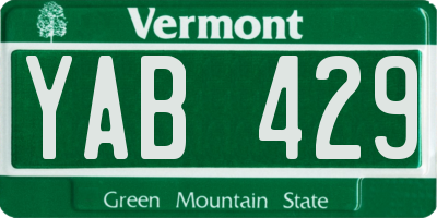 VT license plate YAB429