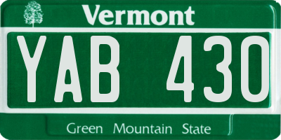 VT license plate YAB430