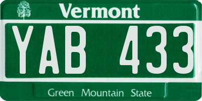 VT license plate YAB433
