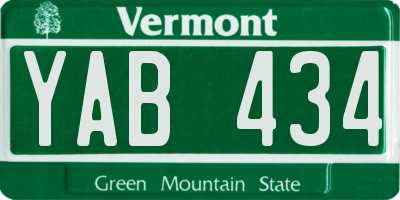 VT license plate YAB434