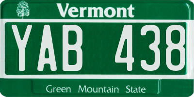 VT license plate YAB438