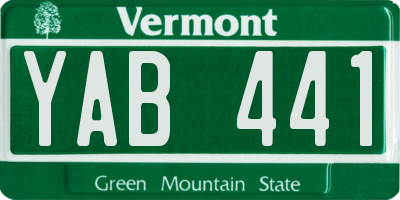 VT license plate YAB441