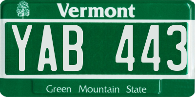 VT license plate YAB443