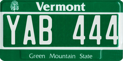 VT license plate YAB444
