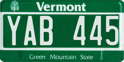 VT license plate YAB445