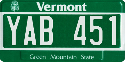 VT license plate YAB451