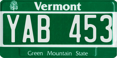 VT license plate YAB453
