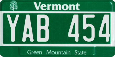 VT license plate YAB454