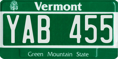 VT license plate YAB455
