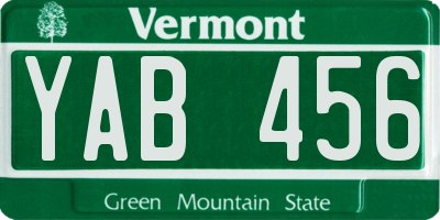 VT license plate YAB456
