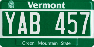 VT license plate YAB457