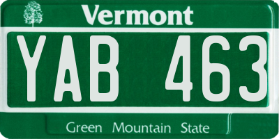 VT license plate YAB463