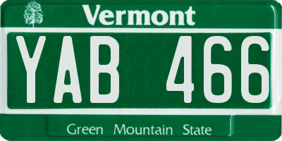 VT license plate YAB466