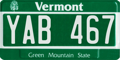 VT license plate YAB467
