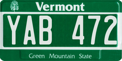 VT license plate YAB472
