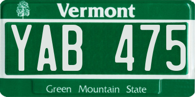 VT license plate YAB475