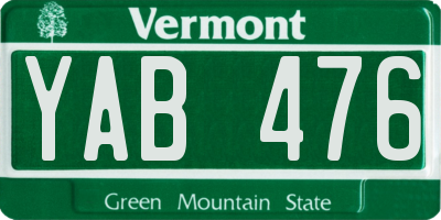 VT license plate YAB476