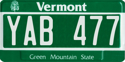 VT license plate YAB477