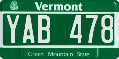 VT license plate YAB478