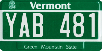 VT license plate YAB481