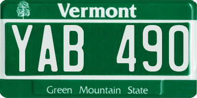 VT license plate YAB490
