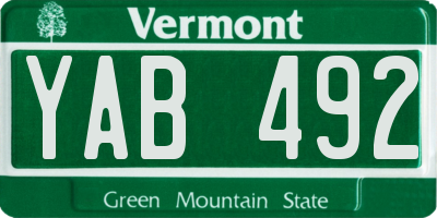 VT license plate YAB492