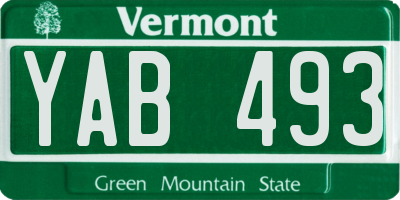 VT license plate YAB493