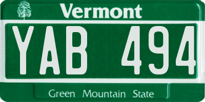 VT license plate YAB494