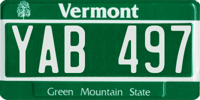 VT license plate YAB497