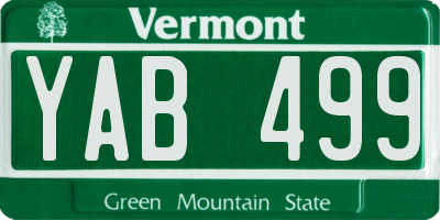 VT license plate YAB499