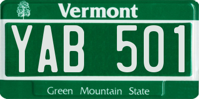 VT license plate YAB501