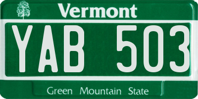 VT license plate YAB503