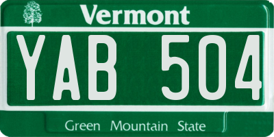 VT license plate YAB504