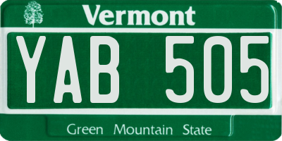 VT license plate YAB505
