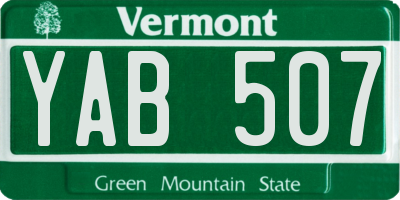 VT license plate YAB507