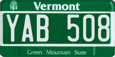VT license plate YAB508