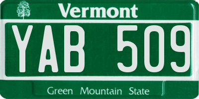 VT license plate YAB509