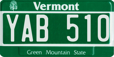 VT license plate YAB510