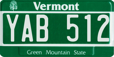 VT license plate YAB512