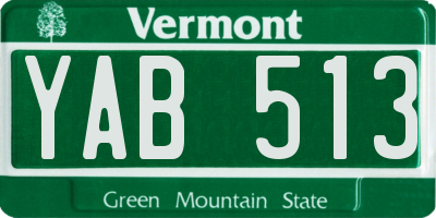 VT license plate YAB513